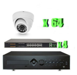 Готовый комплект IP видеонаблюдения на 64 купольные камеры 2Мп PST IPK64AH-POE