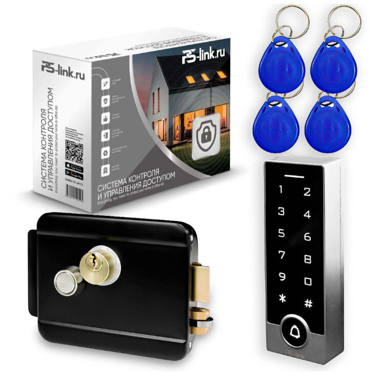 Комплект СКУД KIT-TB2EM-WP-B эл. механический замок, сенсорная панель, RFID, металл