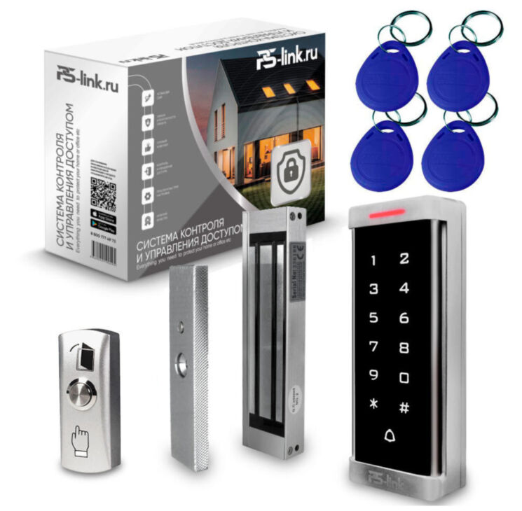 Система СКУД PS-Link KIT-T6MF-180 / эл. магнитный замок 180кг / кодовая панель / RFID Mifare