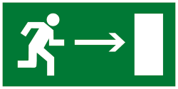 Наклейка "Направление к эвакационному выходу направо" Е-03