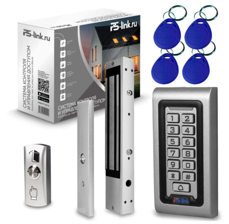 Система СКУД Ps-Link KIT-S601EM-WP-350LED / магнитный замок 350 кг / кодовая панель / RFID