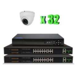 Готовый комплект IP видеонаблюдения на 32 купольные камеры 2Мп PST IPK32AH-POE