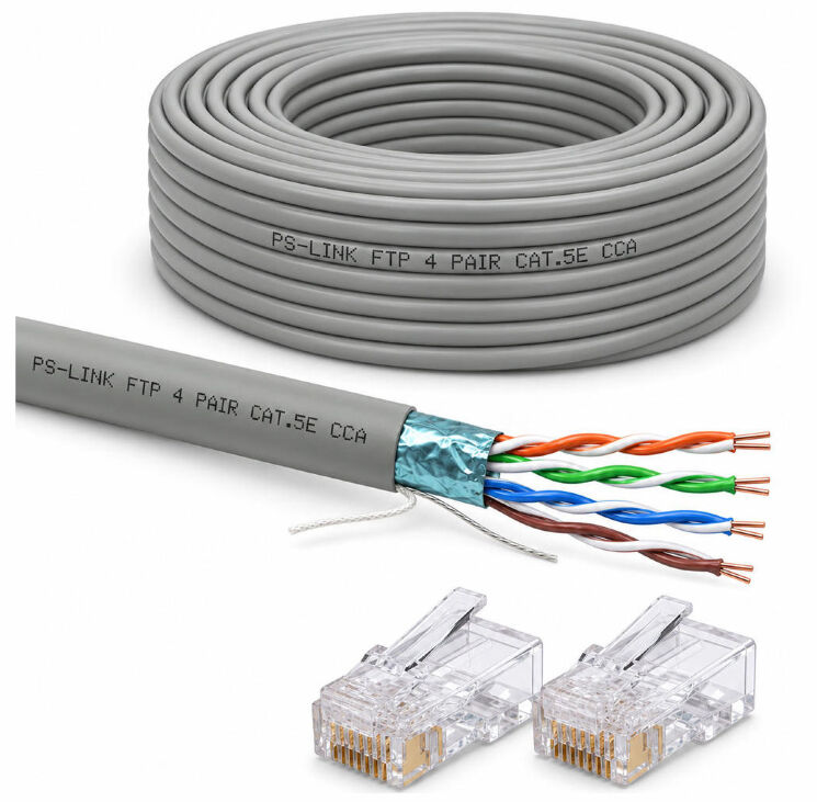 Кабель витая пара FTP4 cat.5E CCA 40 метров FTP-CCA40