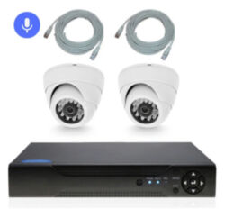 Готовый комплект IP видеонаблюдения для дачи, дома, офиса с 2 камерами и 2 микрофонами PST IPK02AHM-POE