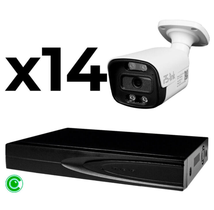 Комплект видеонаблюдения IP 5Мп KIT-C514IP-ST 14 камер для улицы, аналитика, детекция человека, детекция автомобиля, область вторжения