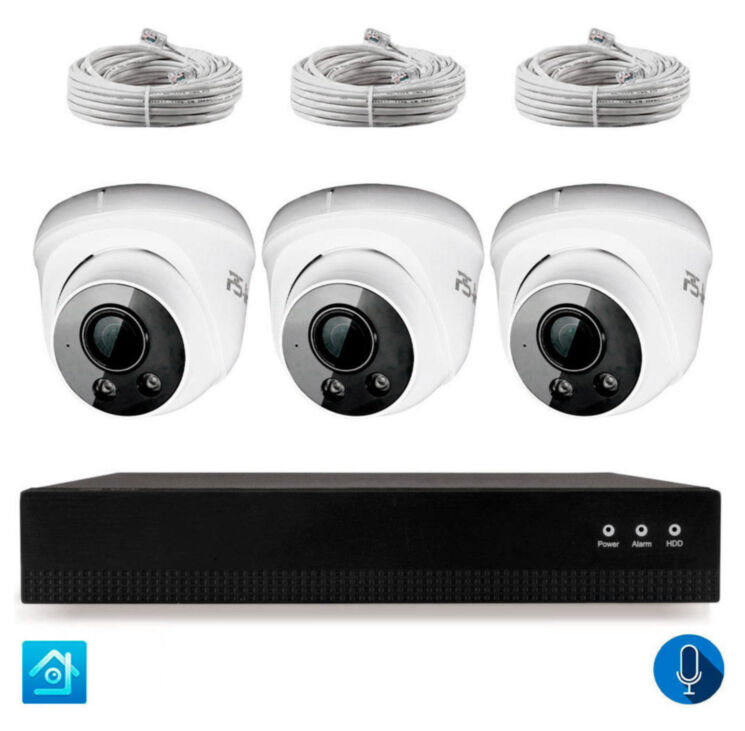 Комплект видеонаблюдения IP 8Мп KIT-A803IPM-POE 3 камеры 8Мп с микрофоном для помещения, питание PoE, ночная съёмка