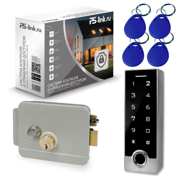 Система СКУД Ps-Link KIT-TF2EM-WP-W-G / отпечаток пальца / эл. механический замок / кодовая панель / RFID / WIFI