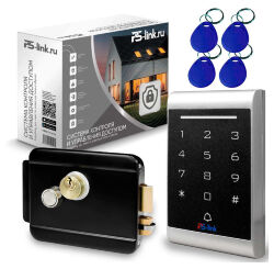 Система СКУД  KIT-1203MF-B на 1 дверь, панель со считывателем RFID 13МГц Mifare, замок черный накладной, НЗ тип