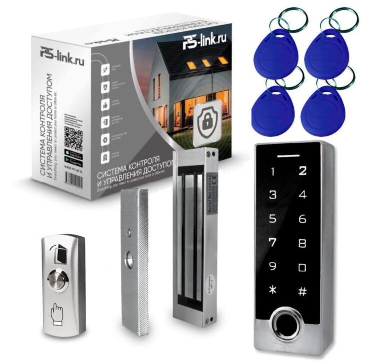 Система СКУД Ps-Link KIT-TF2EM-WP-W-180 / отпечаток пальца / эл. магнитный замок 180кг / кодовая панель / RFID / WIFI